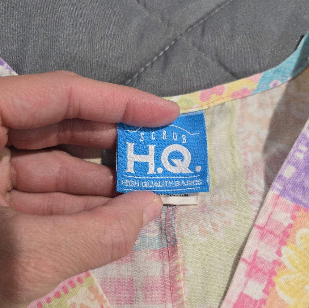 Smart Scrubs Multicolor Patchwork Top - image 4